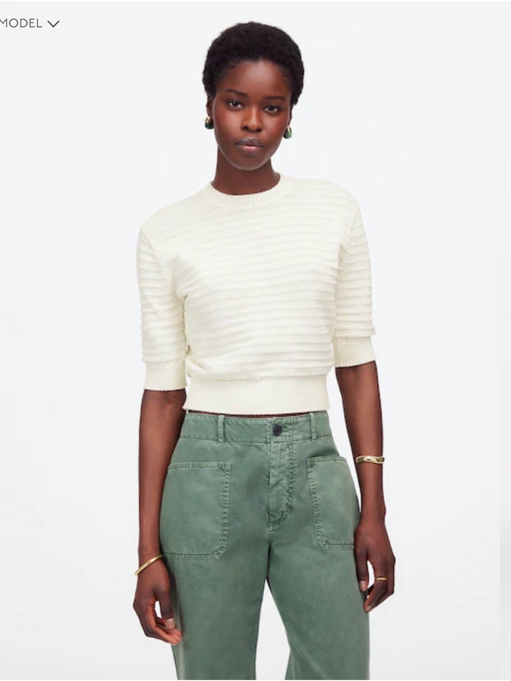 Madewell Textural-Stitch Cotton Sweater • size XL • NU542